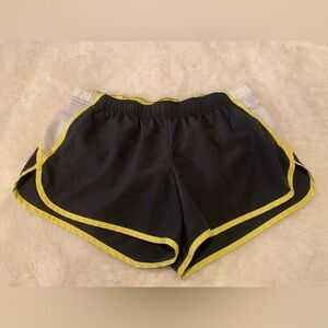 Women's Black and Yellow Athletic Shorts